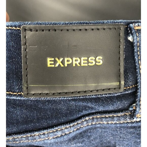 Express Women's 70s Flare Mid Rise Jeans 12R Blue Dark Wash y2k Cotton Blend - Picture 5 of 9